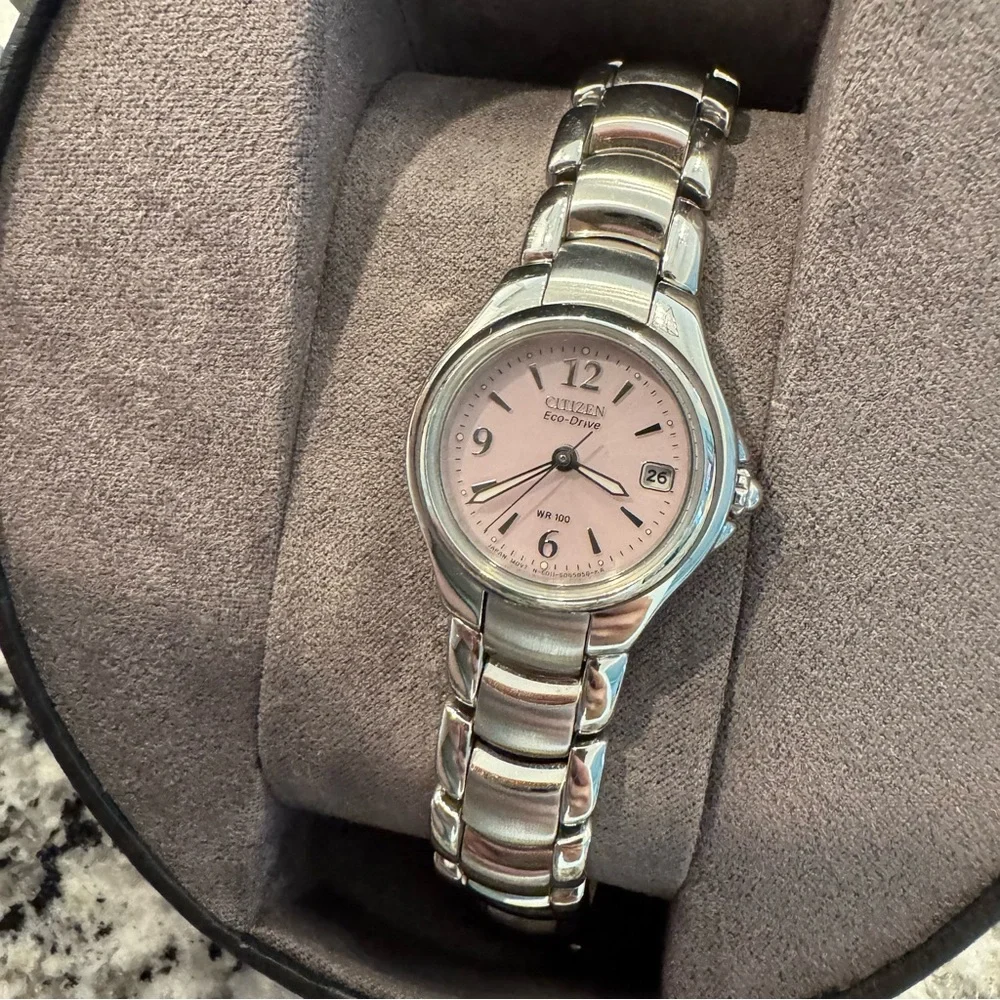 Citizen Eco Drive Silver and Pink Women's Watch - Picture 3 of 10